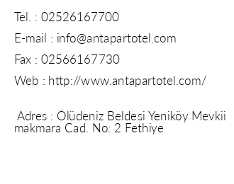 Ant Apart Hotel iletiim bilgileri